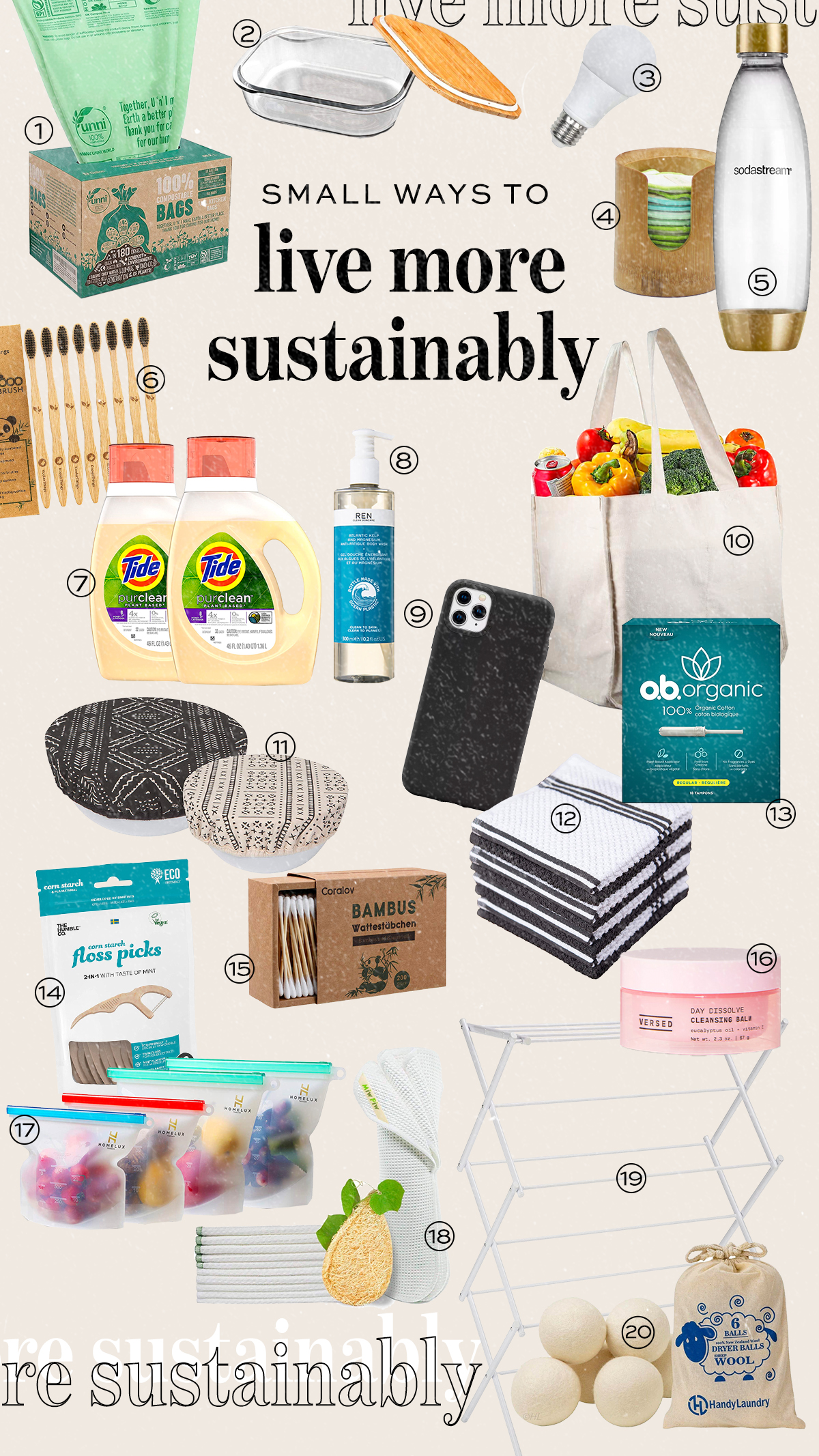 Small ways to live more sustainably collage