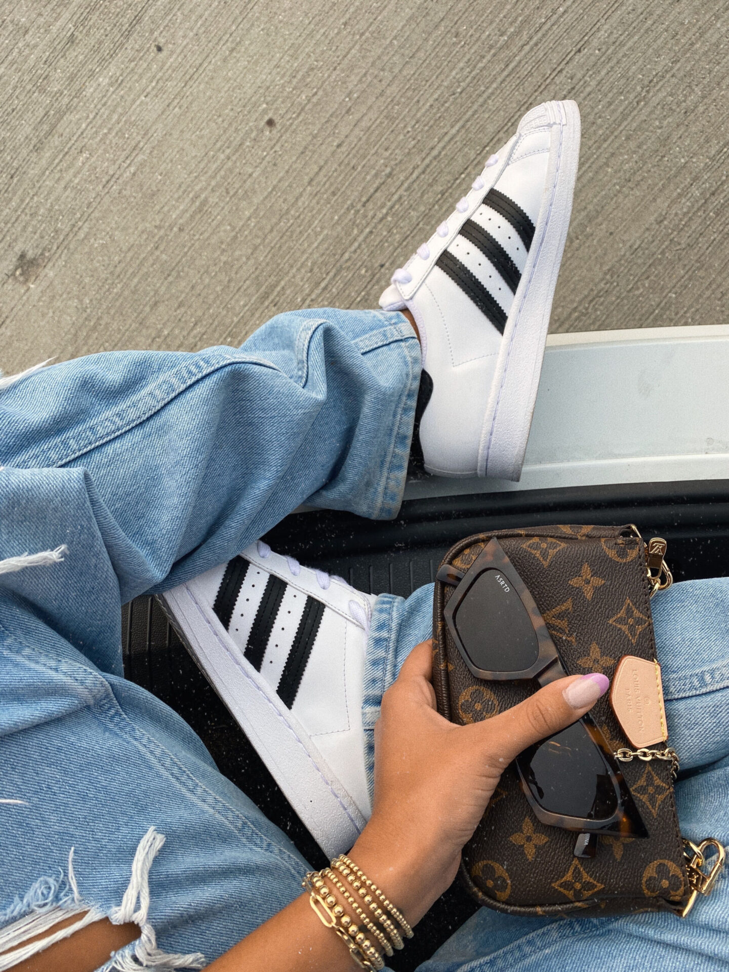 Adidas Superstar and Baggy Jeans